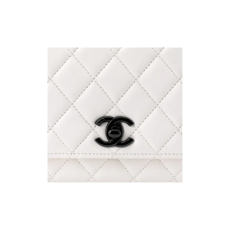 CHANEL Trendy CcWOC Sheepskin Wallet, Crossbody Bag, Shoulder Bag Women's White-4