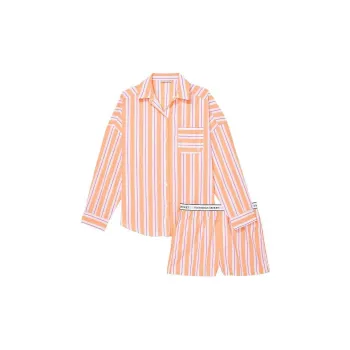 Victoria's Secret Pajama Set Women's Orange Stripes