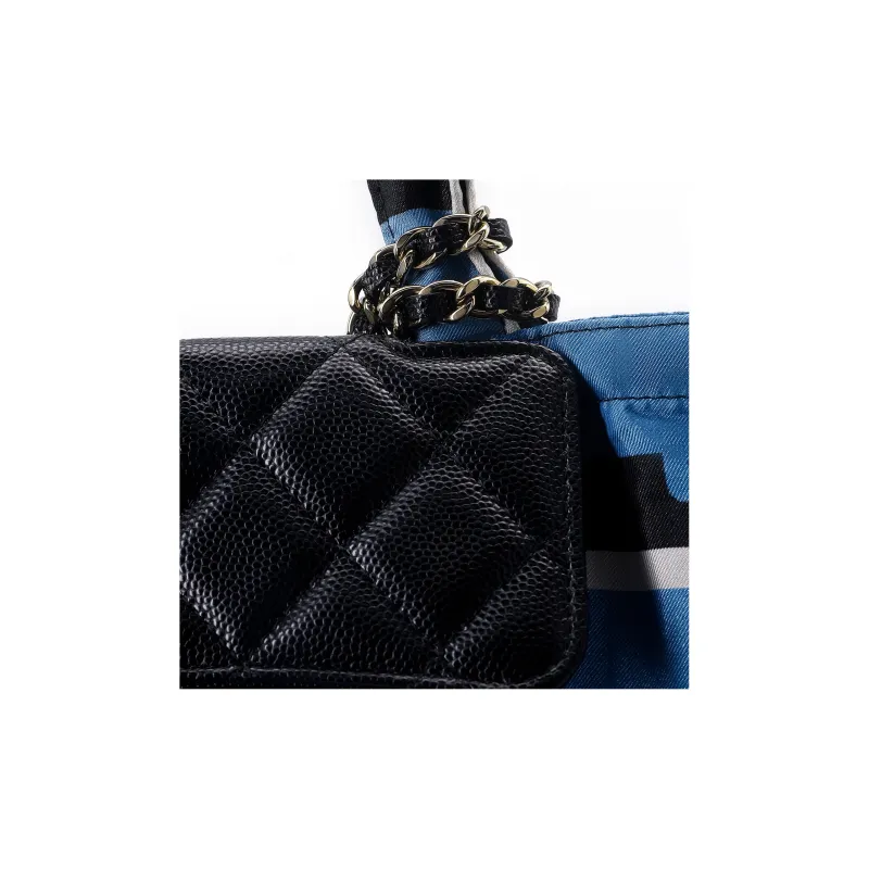 CHANEL Floral With Calfskin Tote Bag, Shopping Bag, Shoulder Bag, Crossbody Bag, Handbag Regular Women's Blue-5