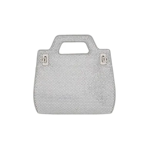 FERRAGAMO Leather Shoulder Bag Crossbody Bag Handbag Mini Women's Light Blue