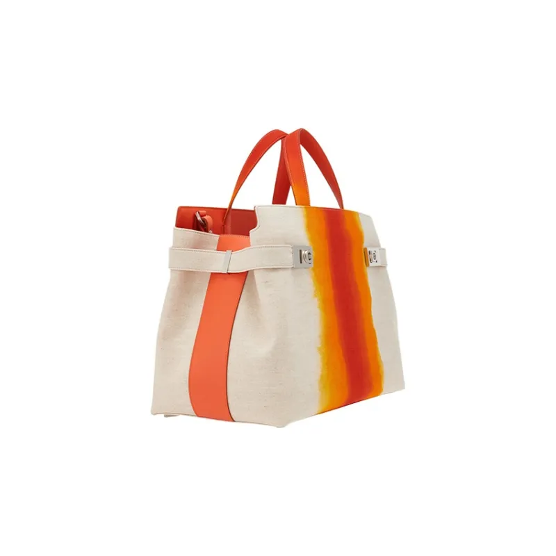 FERRAGAMO Canvas Bag, Tote Bag, Shopping Bag, Handbag Regular Men's White/Orange-1