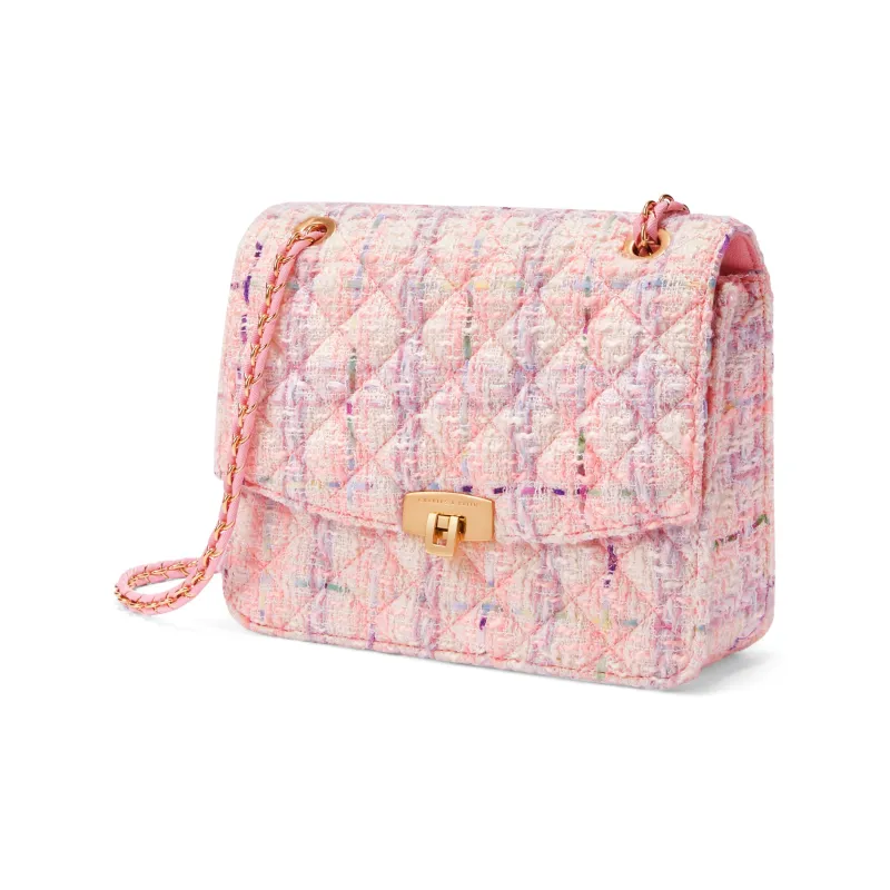 CHARLES&KEITH Polyurethane Fabric Shoulder Bag Medium Size Women's Black/White/Pink-1
