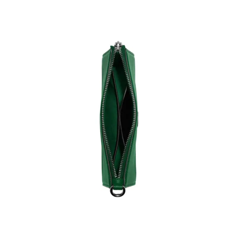 COACH Pouch Cross Grain Leather With Canvas Clutch Handbag, Shoulder Bag Women's Green-3