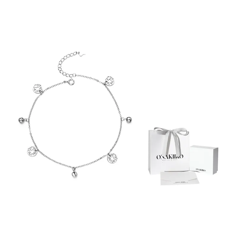Onakiiko S925 Silver Anklet #Good Luck Women's-1
