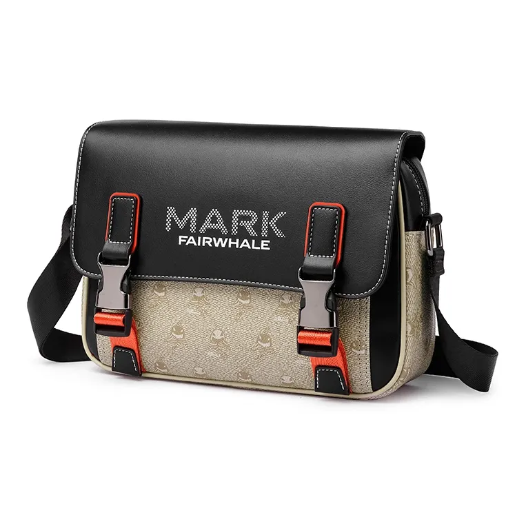 FAIRWHALE PVC Shoulder Bag, Crossbody Bag, Messenger Bag Small Size Unisex Lead Gray, Apricot, Ecru-13