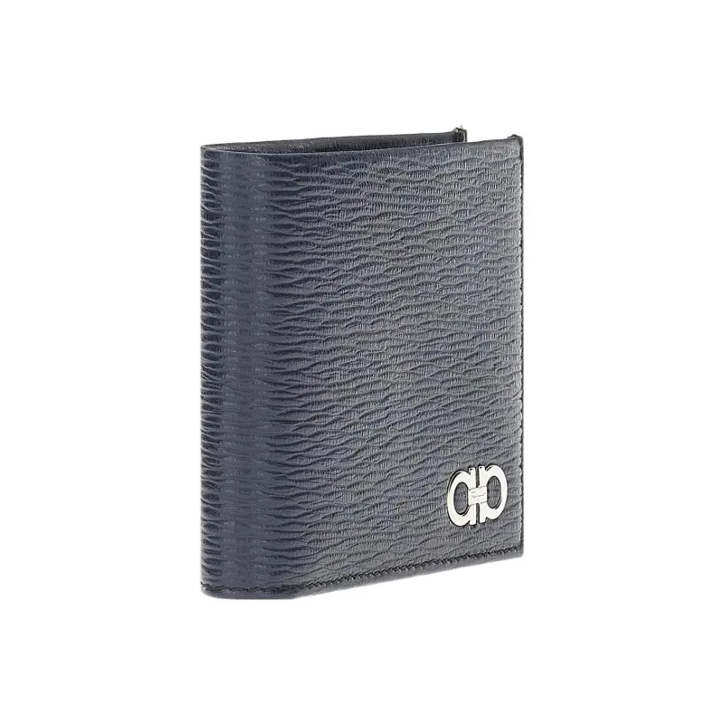 FERRAGAMO GANCINI Calfskin Wallet Men's Dark Blue-1
