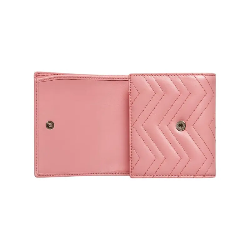GUCCI GG Marmont Leather Card Clip Money Clip Card Holder Wallet Mini Women's Pink-4