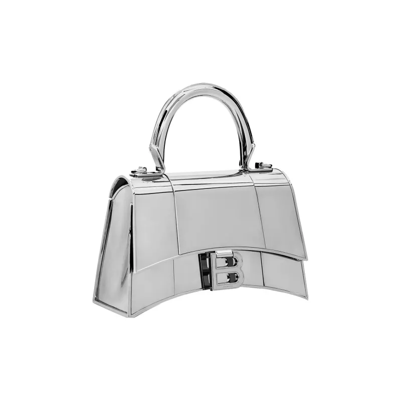Balenciaga Hourglass Brass Handbag Extra Small Women's Silver-1