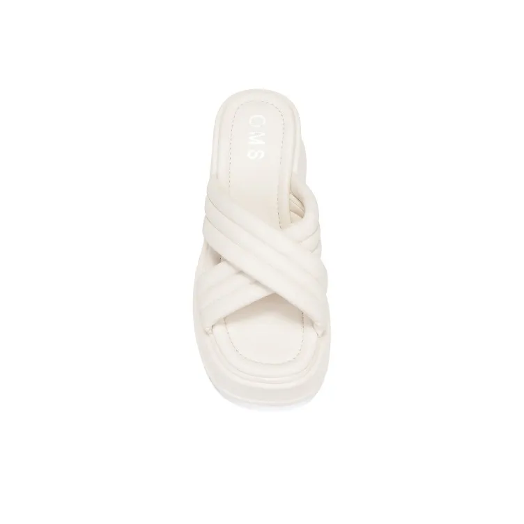 OMS Slide Slippers Women's Beige/Light Yellow-12
