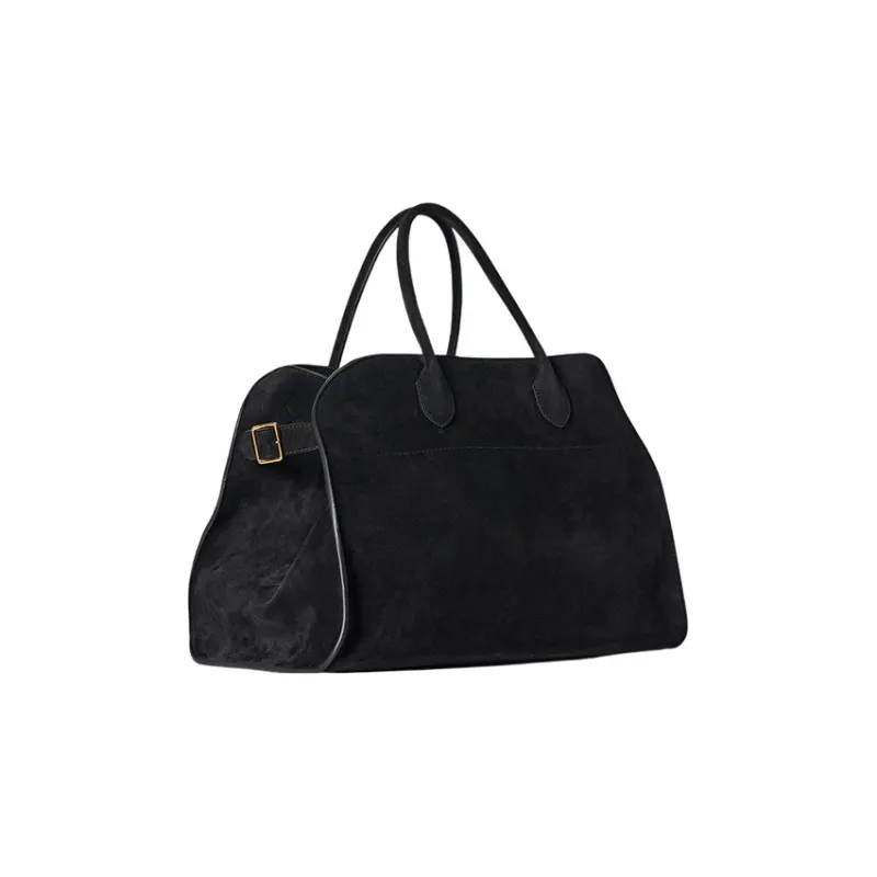 THE ROW Margau Soft Suede Tote Bag, Shopping Bag, Handbag Women's Black-1