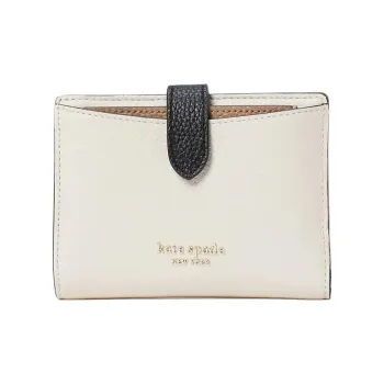 Kate Spade Hudson Leather Double-Fold Card Holder Wallet Women's White