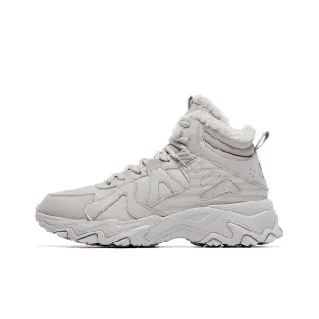 QIAODAN Cushioning Wear Resistant High Top Running Shoes Men's Gray