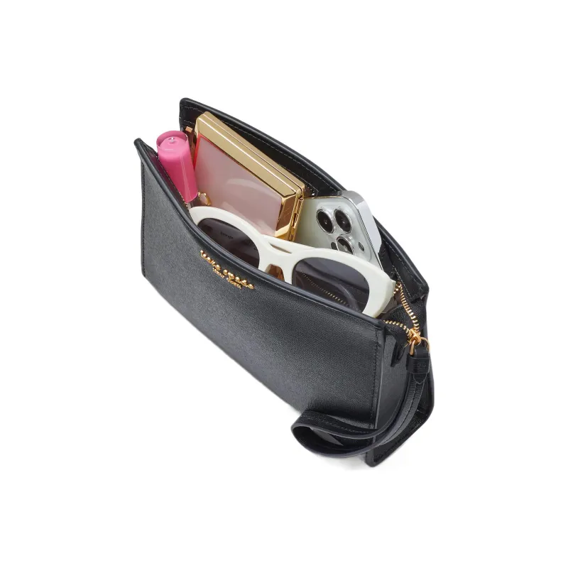 Kate Spade Leather Mahjong Wrist Bag Clutch Small Size Women's Black-2