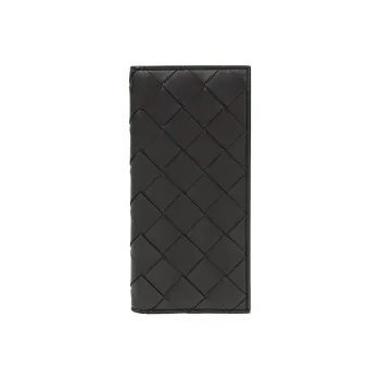 Bottega Veneta Cow Leather Long Wallets Men's Black