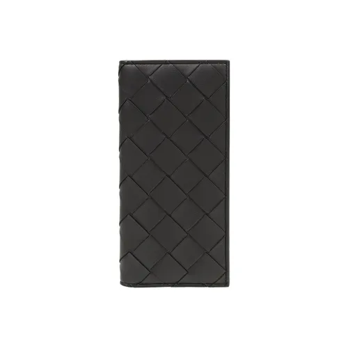 Bottega Veneta Cow Leather Long Wallets Men's Black