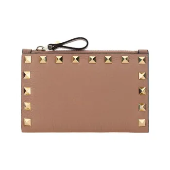 Valentino GARAVANIRockstud Calfskin Card Holder Card Holder Women's Dusty Pink