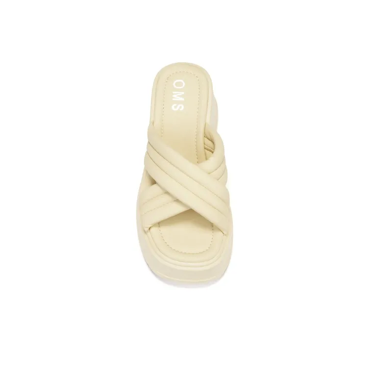 OMS Slide Slippers Women's Beige/Light Yellow-4
