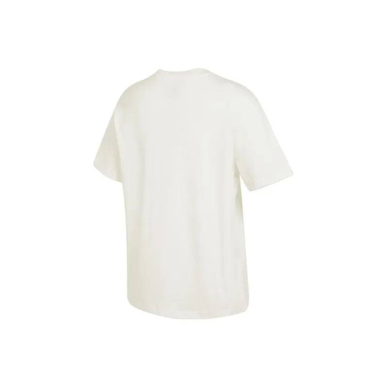 Nike Women'ss Letter Print Crewneck Retro T-Shirt Beige-1