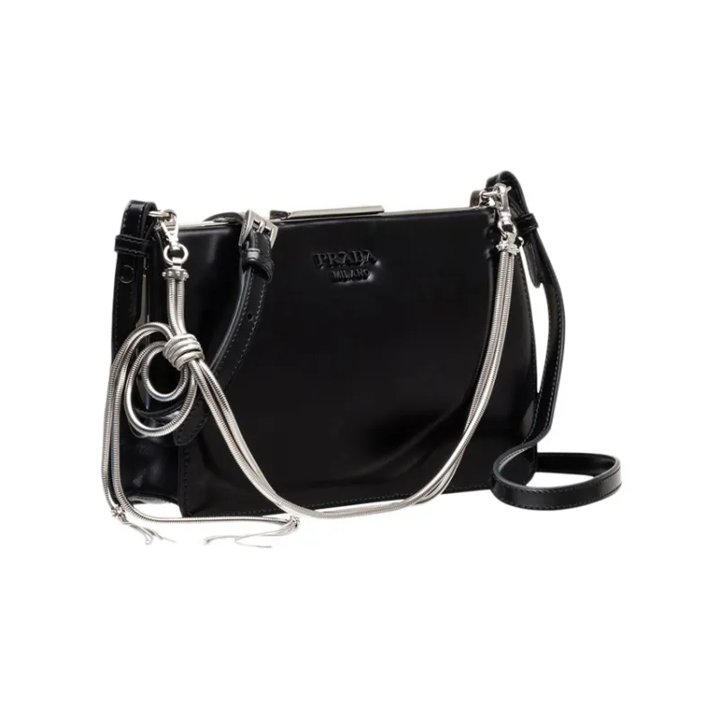 PRADA Leather Shoulder Bag Crossbody Bag Regular Women's Black-1