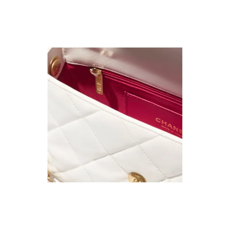 CHANEL Lambskin Flap Bag, Shoulder Bag, Crossbody Bag Trumpets Women's White-2