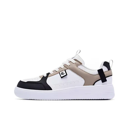 QIAODAN Anti Chinese And Wear Resistant Breathable Low Top Skateboard Shoes Men's White Brown