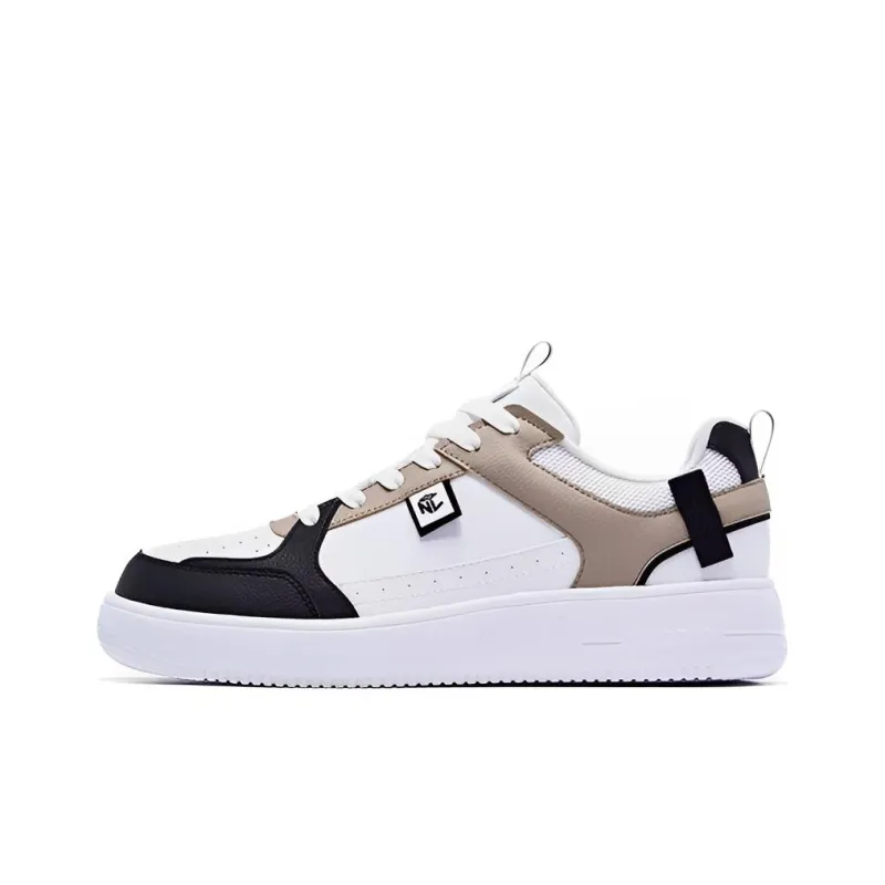 QIAODAN Anti Slip And Wear Resistant Breathable Low Top Skateboard Shoes Men's White Brown-0