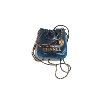 CHANEL 22Bag Shiny Calfskin Bucket Bags Shoulder Bag Crossbody Bag Mini Women's Gradient Blue