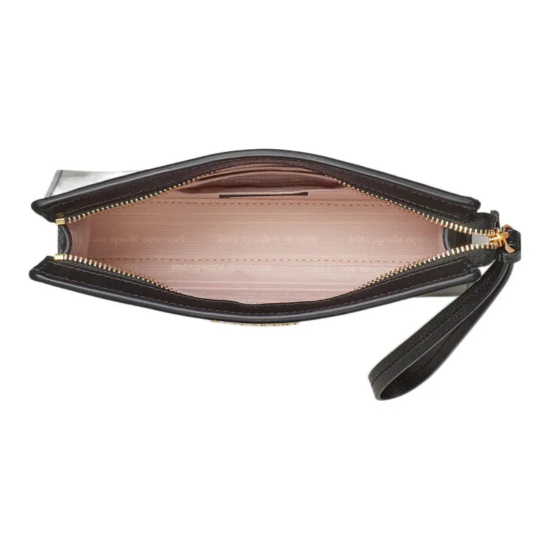 Kate Spade Leather Mahjong Wrist Bag Clutch Small Size Women's Black-1