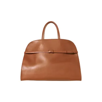 THE ROW Margau Shiny Saddle Leather Tote Bag Shopping Bag Handbag Women's Dark Brown