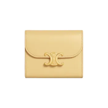 CELINE Triomphe Arc De Triomphe Calfskin Card Holder Wallet Small Size Women's Yellow