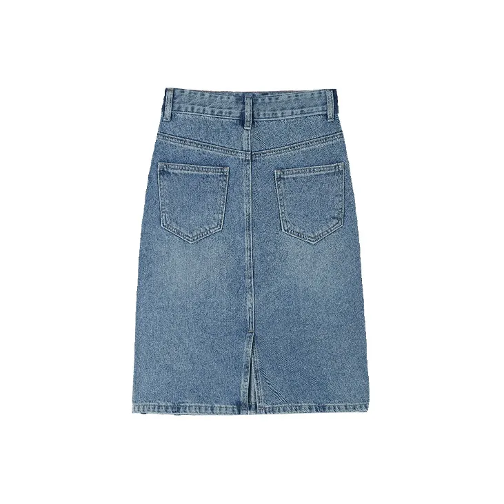 HIPPIEMISS Denim Long Skirts Women's Vintage Blue-1