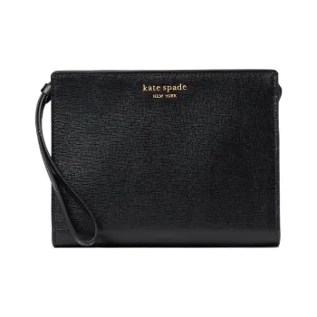 Kate Spade Leather Mahjong Wrist Bag Clutch Small Size Women's Black