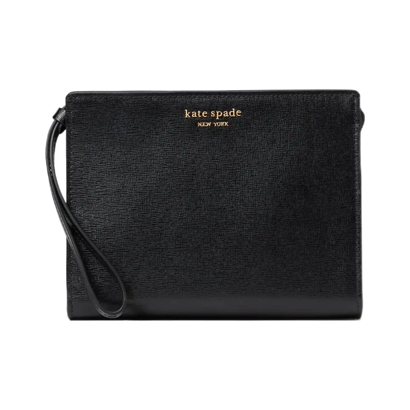 Kate Spade Leather Mahjong Wrist Bag Clutch Small Size Women's Black-0