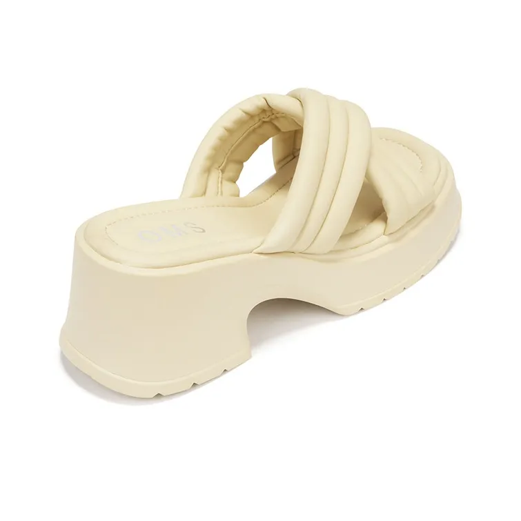 OMS Slide Slippers Women's Beige/Light Yellow-3