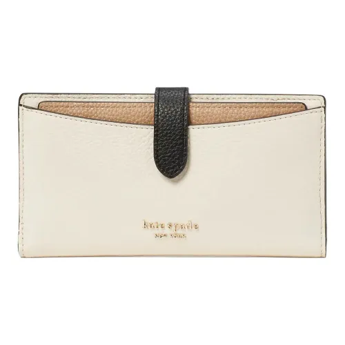 Kate Spade Hudson Leather Clutches Wallets Women's Beige
