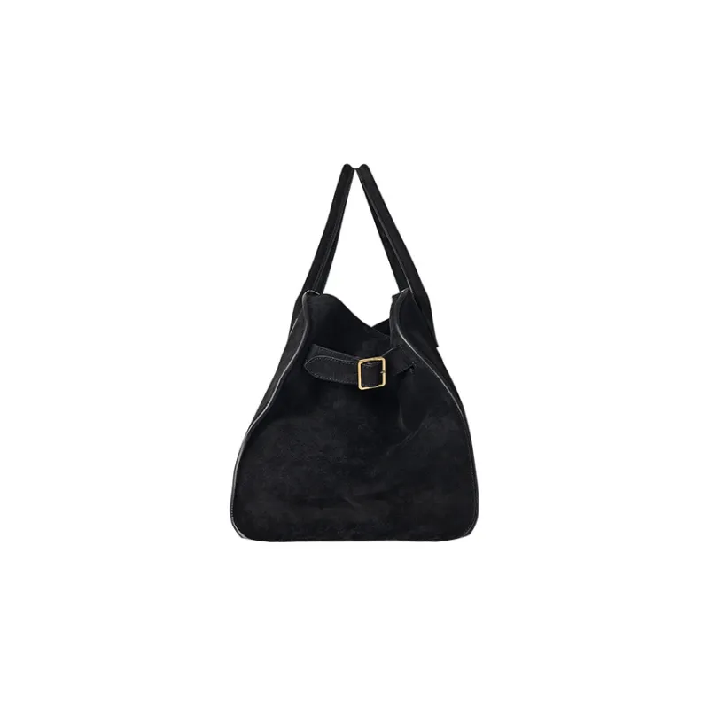 THE ROW Margau Soft Suede Tote Bag, Shopping Bag, Handbag Women's Black-2