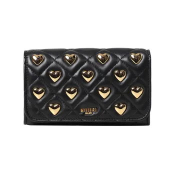 MOSCHINO Sheepskin Shoulder Bag Crossbody Bag Wallet Mini Women's Black