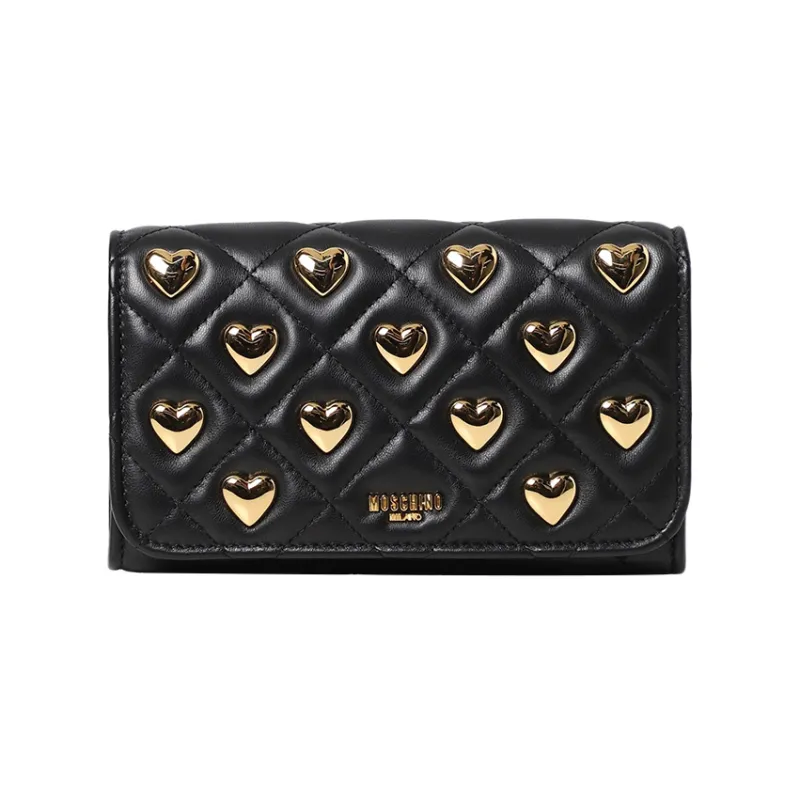 MOSCHINO Sheepskin Shoulder Bag Crossbody Bag Wallet Mini Women's Black-0
