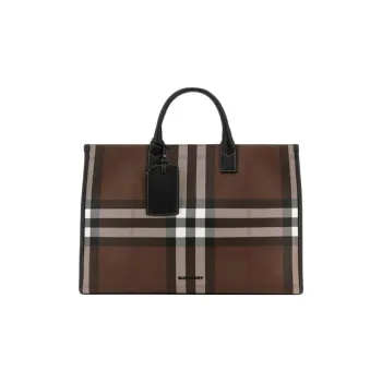 Burberry Polyurethane Tote Bag, Shopping Bag, Handbag, Shoulder Bag Men's Brown