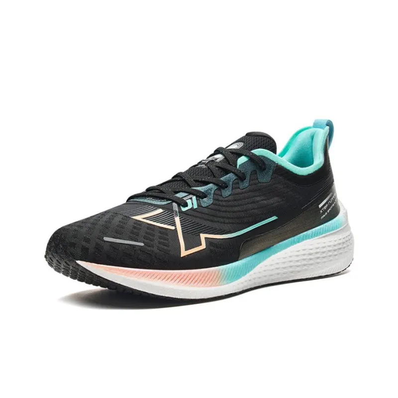XTEP Two Thousand Kilometers 1.0 Breathable Lightweight Low Top Long Distance Running Shoes Men's Black Green-1