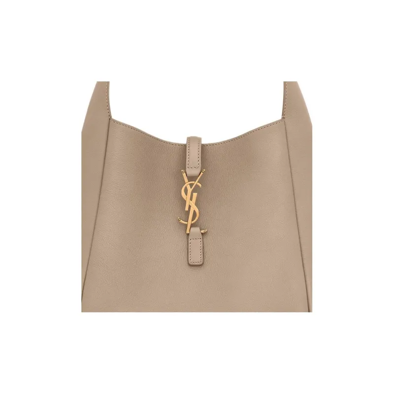 SAINT LAURENT LE5A7 Smooth Cow Leather Hobo Bag, Handbag, Shoulder Bag Women's Gray-4