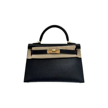HERMES Mini Kelly Generation 1 Mysore Goat Skin Kelly Bag One Shoulder Handbags Mini Women's Noir Black