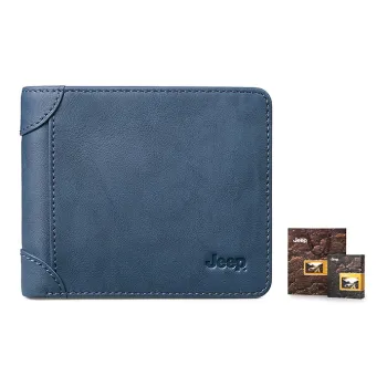 Jeep Cow Leather Leather Clip Wallet Regular Men's Blue