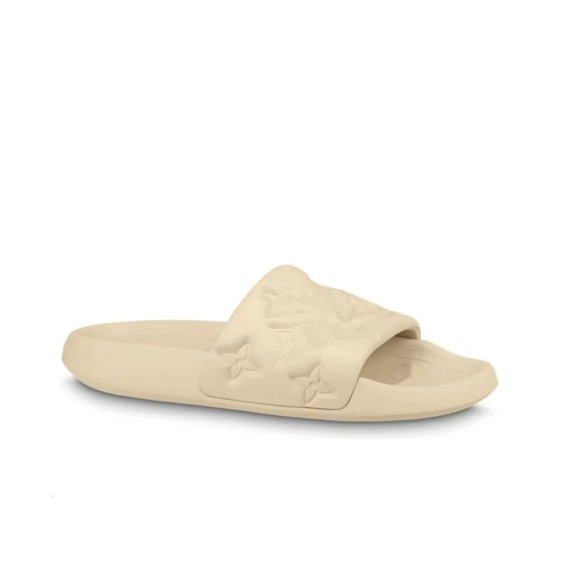 LOUIS VUITTON Waterfront Abrasion Resistant Slide Slippers Men's Beige-1