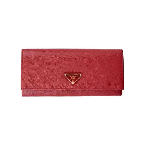 PRADA Cow Leather Wallet Women's Red