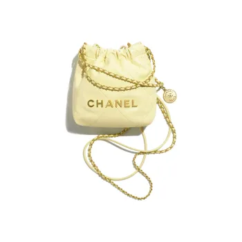 CHANEL 22Bag Calfskin Bucket Bags Shoulder Bag Crossbody Bag Mini Women's Light Yellow