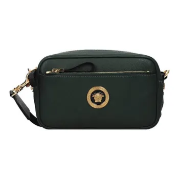 VERSACE Leather Shoulder Bag Crossbody Bag Men's Green