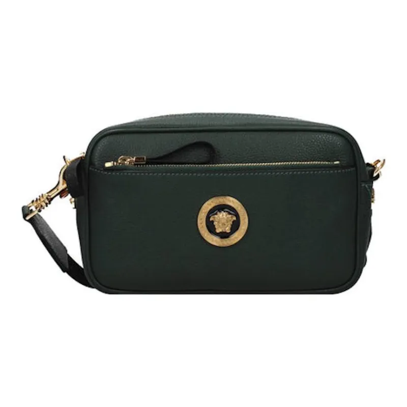VERSACE Leather Shoulder Bag Crossbody Bag Men's Green-0