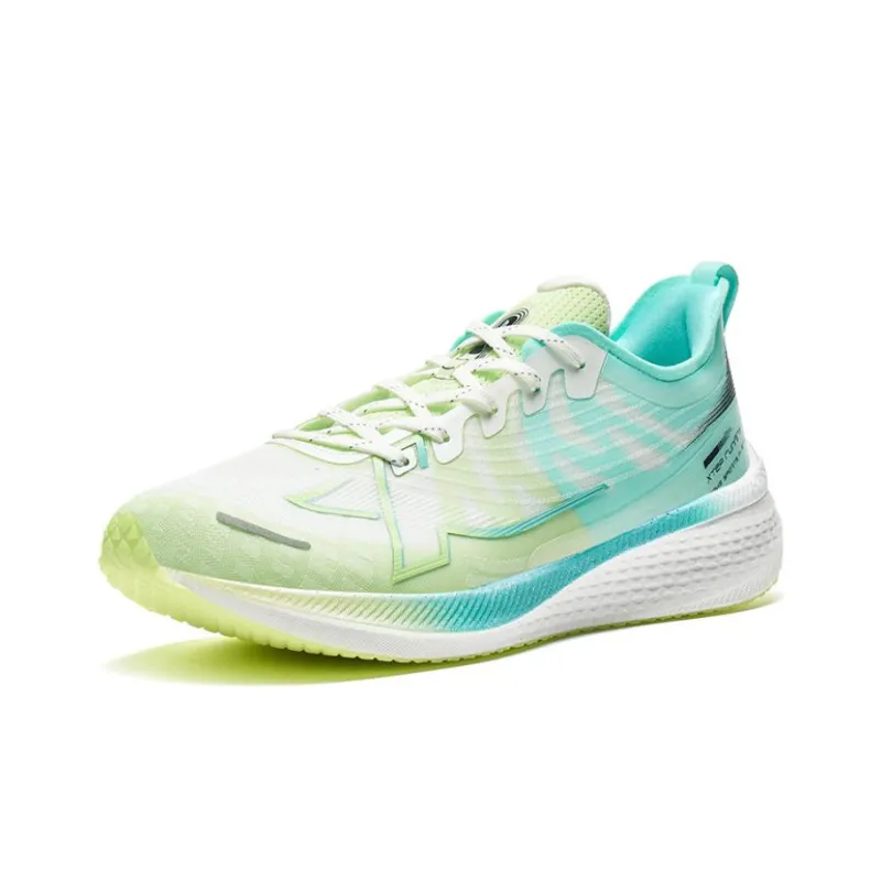 XTEP Two Thousand Kilometers 1.0 Anti Slip Wear Resistant Low Top Long Distance Running Shoes Men's White Green-1