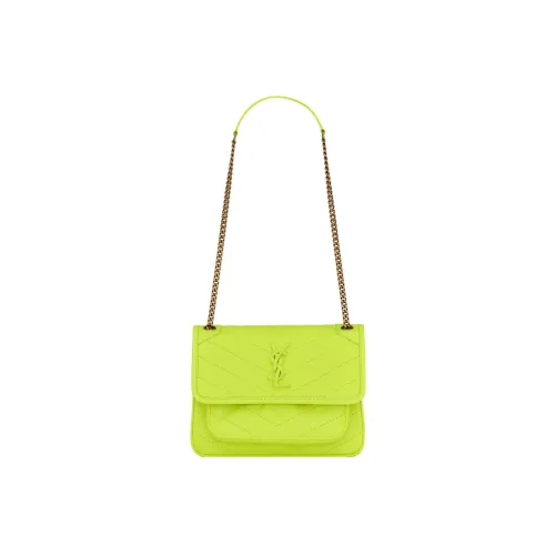 SAINT LAURENT Niki Sheepskin Portable Crossbody Bag Shoulder Bag Women's Neon Yellow